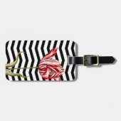 チューリップボタニカルシェブロンストライプのパターン ラゲッジタグ (正面横)