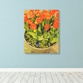 チューリップモダンフローラ花フェスティバル キャンバスプリント (インサイチュ (ウッドフロア))