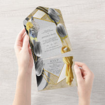 チューリップモダン付き黄色と灰色の彫刻