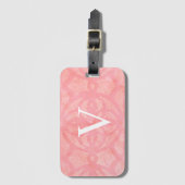 チューリップモノグラムのピンク水色 ラゲッジタグ (正面縦)