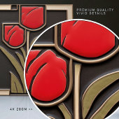 チューリップラブ抽象芸術レッドフラワーミッドセンチュリーデコール タイル