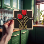 チューリップラブ抽象芸術レッドフラワーミッドセンチュリーデコール タイル