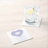 チューリップリースインクスケッチモノグラム結婚ズブルー スクエアペーパーコースター (インサイチュ)