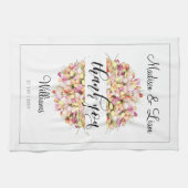チューリップリースサンキューペンシルアートカリフォグラフィー キッチンタオル (横)