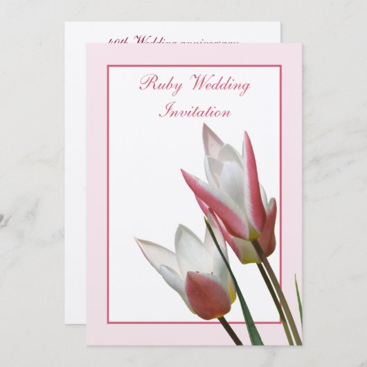 チューリップルビー結婚の記念日への招待 招待状 (正面/裏面)