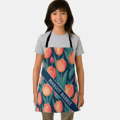 チューリップレトロカラフルパタパーソナライズされたーン エプロン (インサイチュ)
