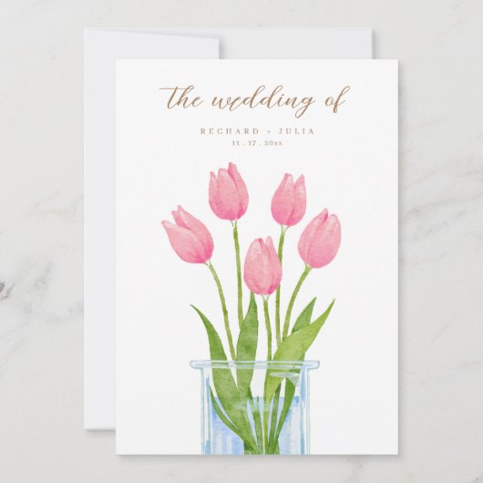 チューリップロマンスフローラピンク結婚式招待状 セーブザデート (裏面)