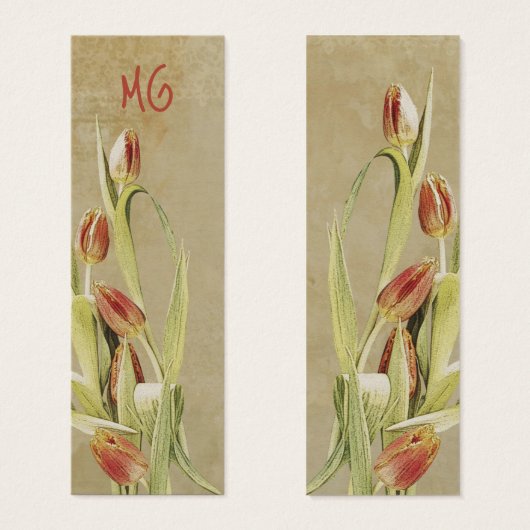 チューリップヴィンテージスタイルとイニシャル (正面&裏面)
