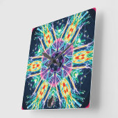 チューリップ万華鏡のように千変万化するパターン スクエア壁時計 (傾斜)