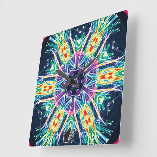 チューリップ万華鏡のように千変万化するパターン スクエア壁時計 (傾斜)