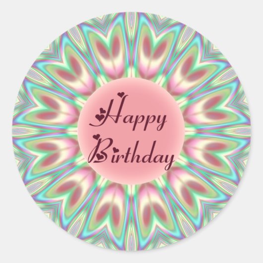 チューリップ万華鏡のように千変万化するパターン ラウンドシール (正面)