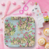 チューリップ付きガーデンのイースターバニー ペーパープレート (パーティー)