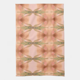 チューリップ付きピンクタオル キッチンタオル