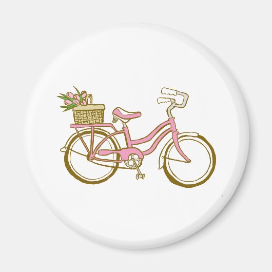 チューリップ付き可愛い自転車 マグネット (正面)