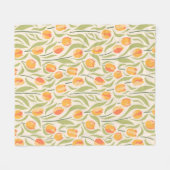 チューリップ付き花柄 フリースブランケット (正面(横))