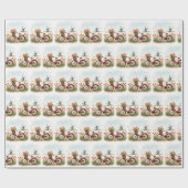 チューリップ付き赤オランダ自転車 ラッピングペーパー (フラット)