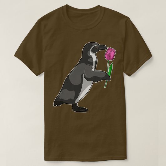 チューリップ付ペンギン Tシャツ (デザイン正面)