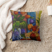 チューリップ及びりんご16" X 16"綿の枕 クッション (ブランケット)