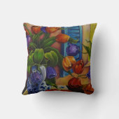 チューリップ及びりんご16" X 16"綿の枕 クッション (裏面)