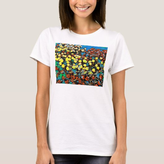 チューリップ基本タンクトップ（白）、夢を描く Tシャツ (正面)