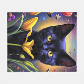 チューリップ子猫 フリースブランケット (正面(横))