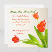 チューリップ招待されスクエア招待状 招待状 (正面/裏面)