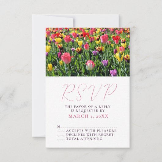 チューリップ春の結婚式RSVP 出欠カード (正面)