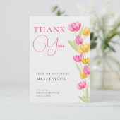 チューリップ書道ピンクブライダルシャワーありがとう サンキューカード (スタンド正面)