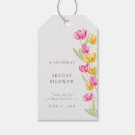 チューリップ書道ピンク春ボホブライダルシャワー ギフトタグ