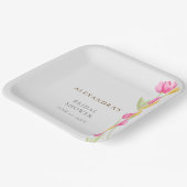 チューリップ書道ピンク春ボホブライダルシャワー ペーパープレート (傾斜あり)