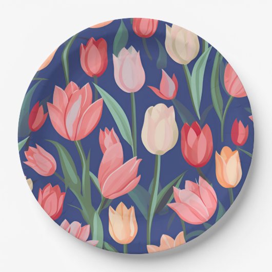 チューリップ模様。 ペーパープレート (正面)
