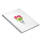 チューリップ水彩フローラハッピーイースターピンクエレガント ノートブック (右側)