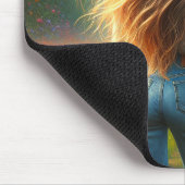 チューリップ畑の若い女性 マウスパッド (コーナー)