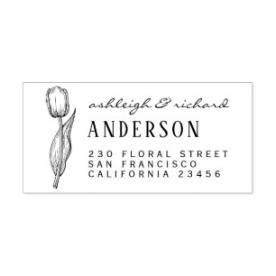 チューリップ素朴フラワー名前をカスタムする差出人住所 ラバースタンプ