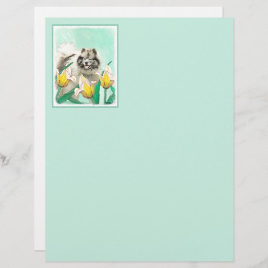 チューリップ絵画の可愛いオリジナルドッグアートに輝く (正面/裏面)