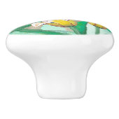 チューリップ絵画の可愛いオリジナルドッグアートに輝く セラミックノブ (側面)