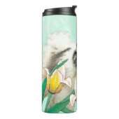 チューリップ絵画の可愛いオリジナルドッグアートに輝く タンブラー (回転左)