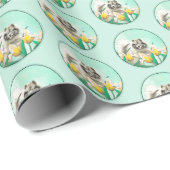 チューリップ絵画の可愛いオリジナルドッグアートに輝く ラッピングペーパー (ロールコーナー)