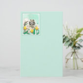 チューリップ絵画の可愛いオリジナルドッグアートに輝く 便箋 (スタンド正面)