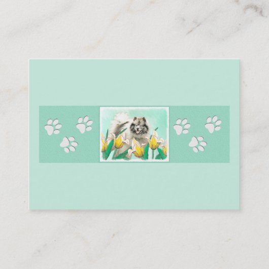 チューリップ絵画の可愛いオリジナルドッグアートに輝く 名刺 (裏面)