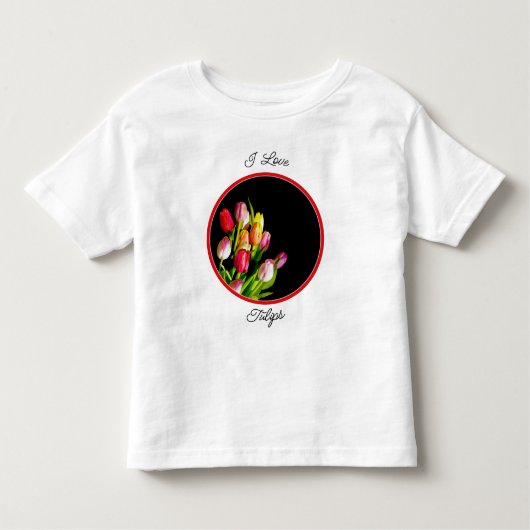 チューリップ絵画ズ – オリジナルフラワーアート幼児T市 トドラーTシャツ (正面)