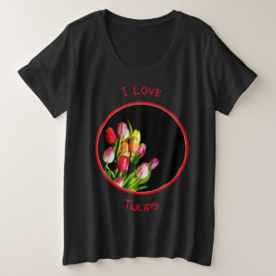 チューリップ絵画ズ – オリジナルフラワーアート プラスサイズTシャツ