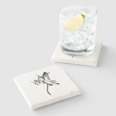 チューリップ線フラワーイラストレーション。 ストーンコースター (横)