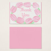 チューリップ縁どピンクフローラサンキューカード (正面&裏面)