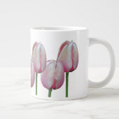 チューリップ花お名前パーソナライズされた ジャンボコーヒーマグカップ (右)