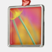 チューリップ花の裏側のクローズアップ メタルオーナメント (左)