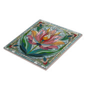 チューリップ花ステンドグラスのモザイク タイル (側面)