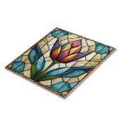 チューリップ花ステンドグラスのモザイク タイル (側面)