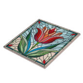 チューリップ花ステンドグラスのモザイク タイル (側面)