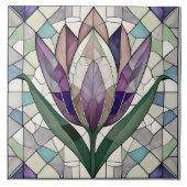 チューリップ花ステンドグラスのモザイク タイル (正面)